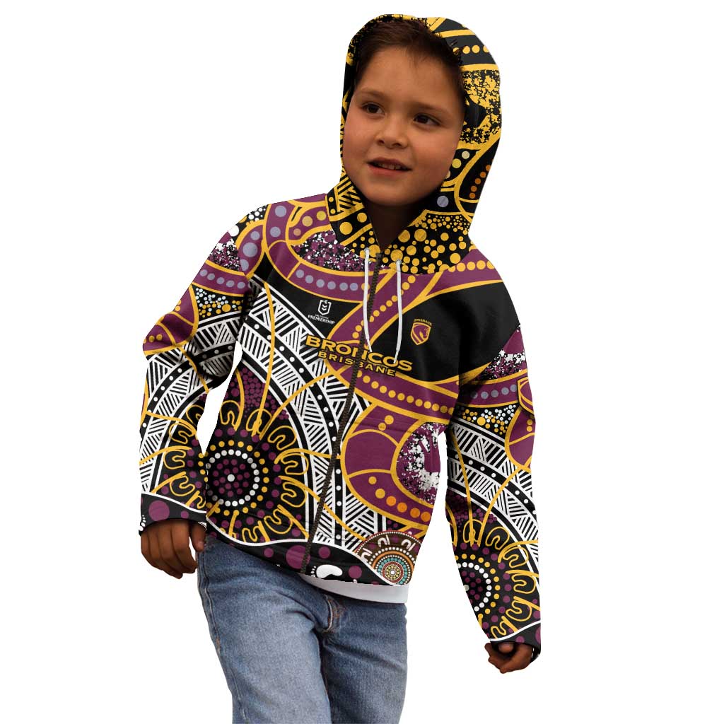 Brisbane Broncos Kid Hoodie Australian Aboriginal Dot Painting Handprint