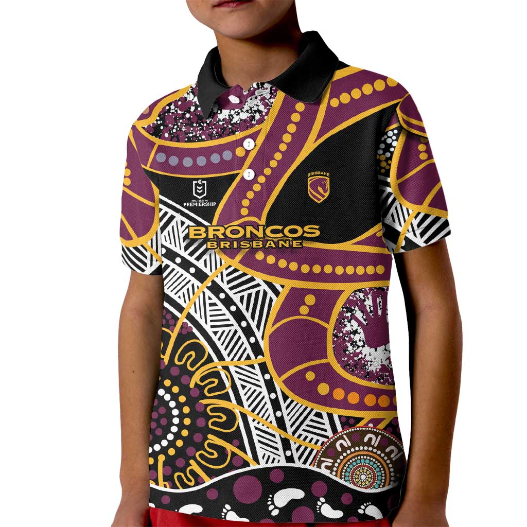 Brisbane Broncos Kid Polo Shirt Australian Aboriginal Dot Painting Handprint