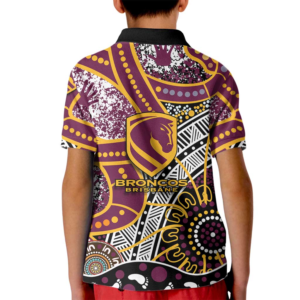 Brisbane Broncos Kid Polo Shirt Australian Aboriginal Dot Painting Handprint
