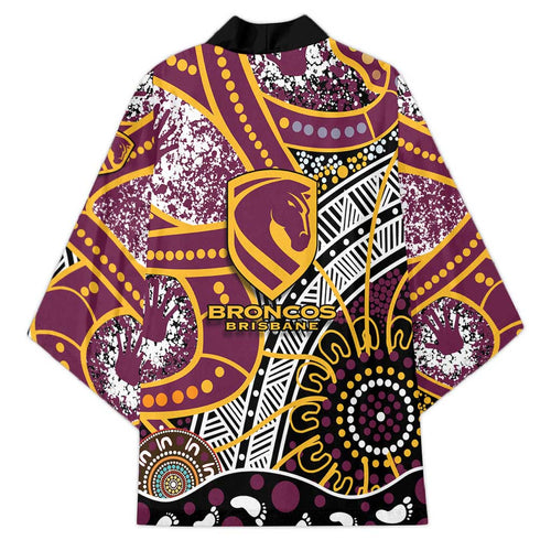 Brisbane Broncos Kimono Australian Aboriginal Dot Painting Handprint
