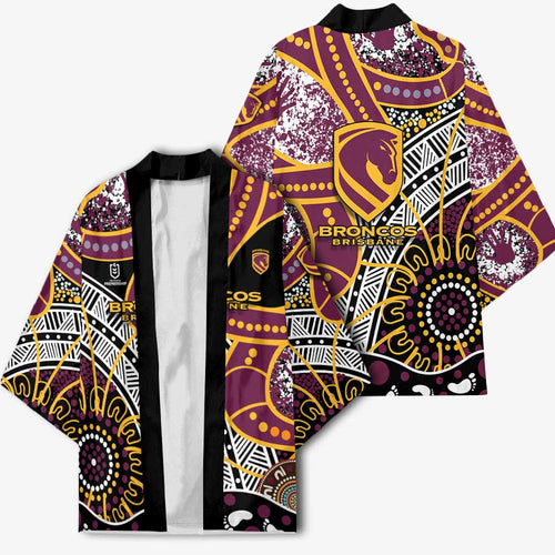 Brisbane Broncos Kimono Australian Aboriginal Dot Painting Handprint
