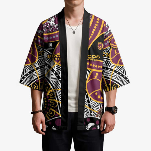 Brisbane Broncos Kimono Australian Aboriginal Dot Painting Handprint