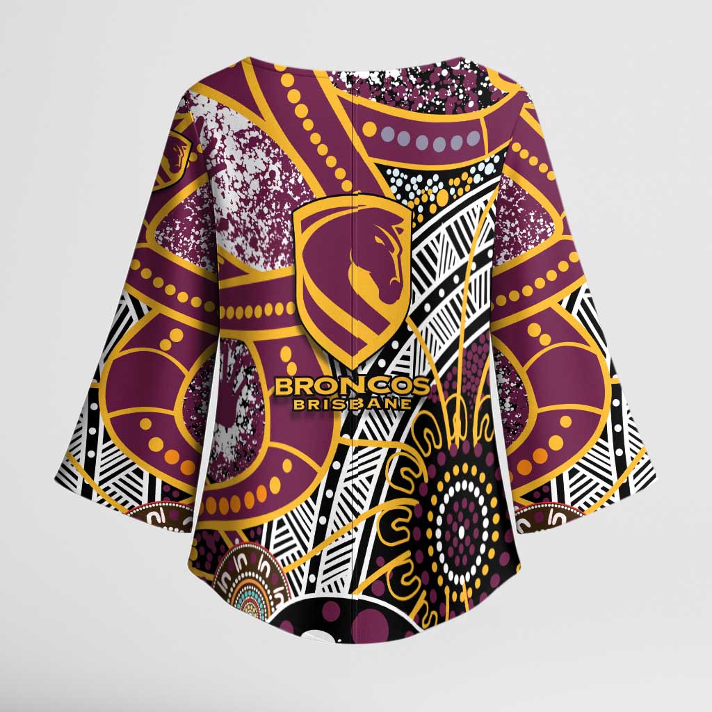 Brisbane Broncos Kimono Sleeve Blouse Australian Aboriginal Dot Painting Handprint