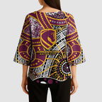 Brisbane Broncos Kimono Sleeve Blouse Australian Aboriginal Dot Painting Handprint
