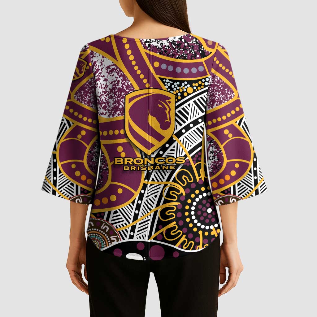 Brisbane Broncos Kimono Sleeve Blouse Australian Aboriginal Dot Painting Handprint