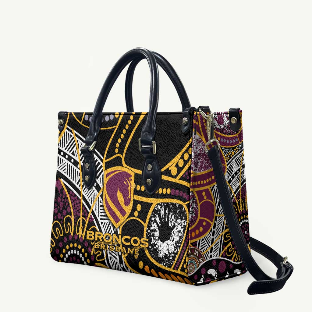 Brisbane Broncos Leather Bag Australian Aboriginal Dot Painting Handprint