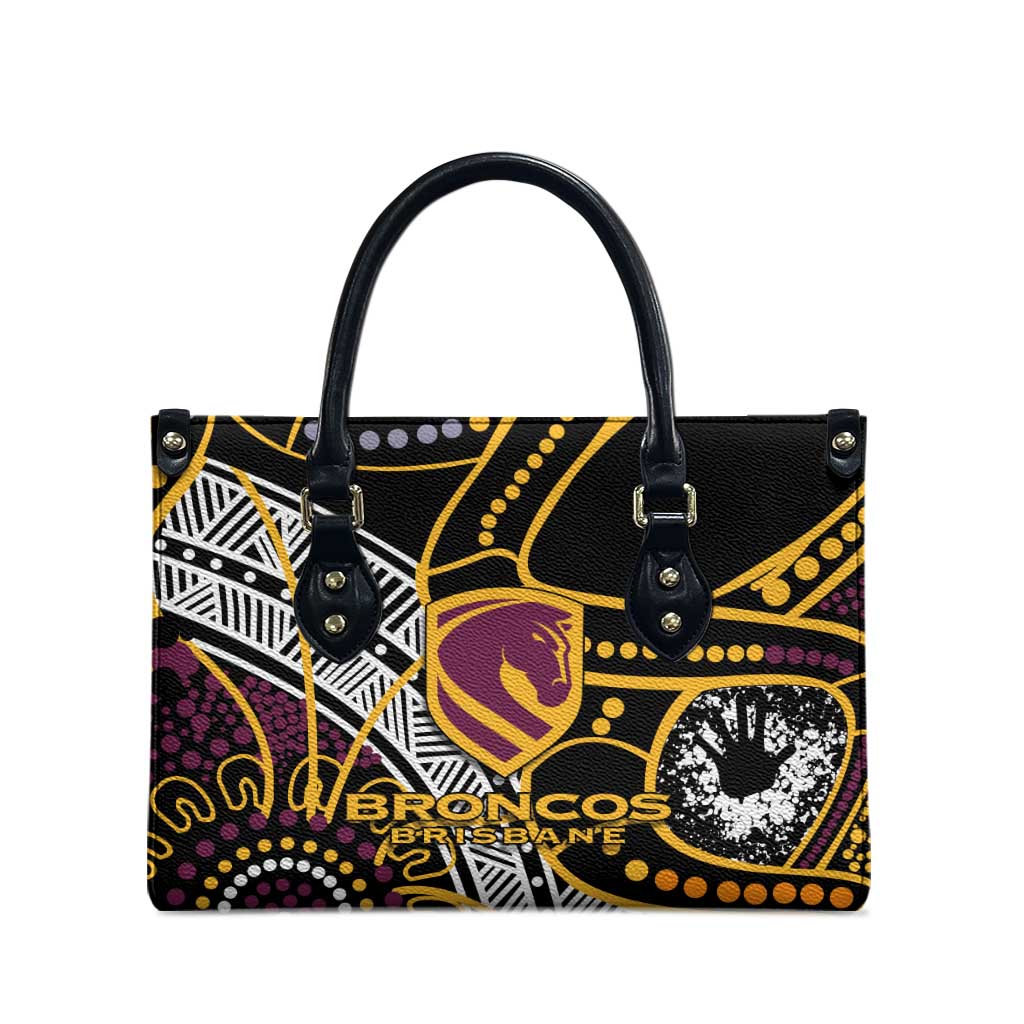 Brisbane Broncos Leather Bag Australian Aboriginal Dot Painting Handprint