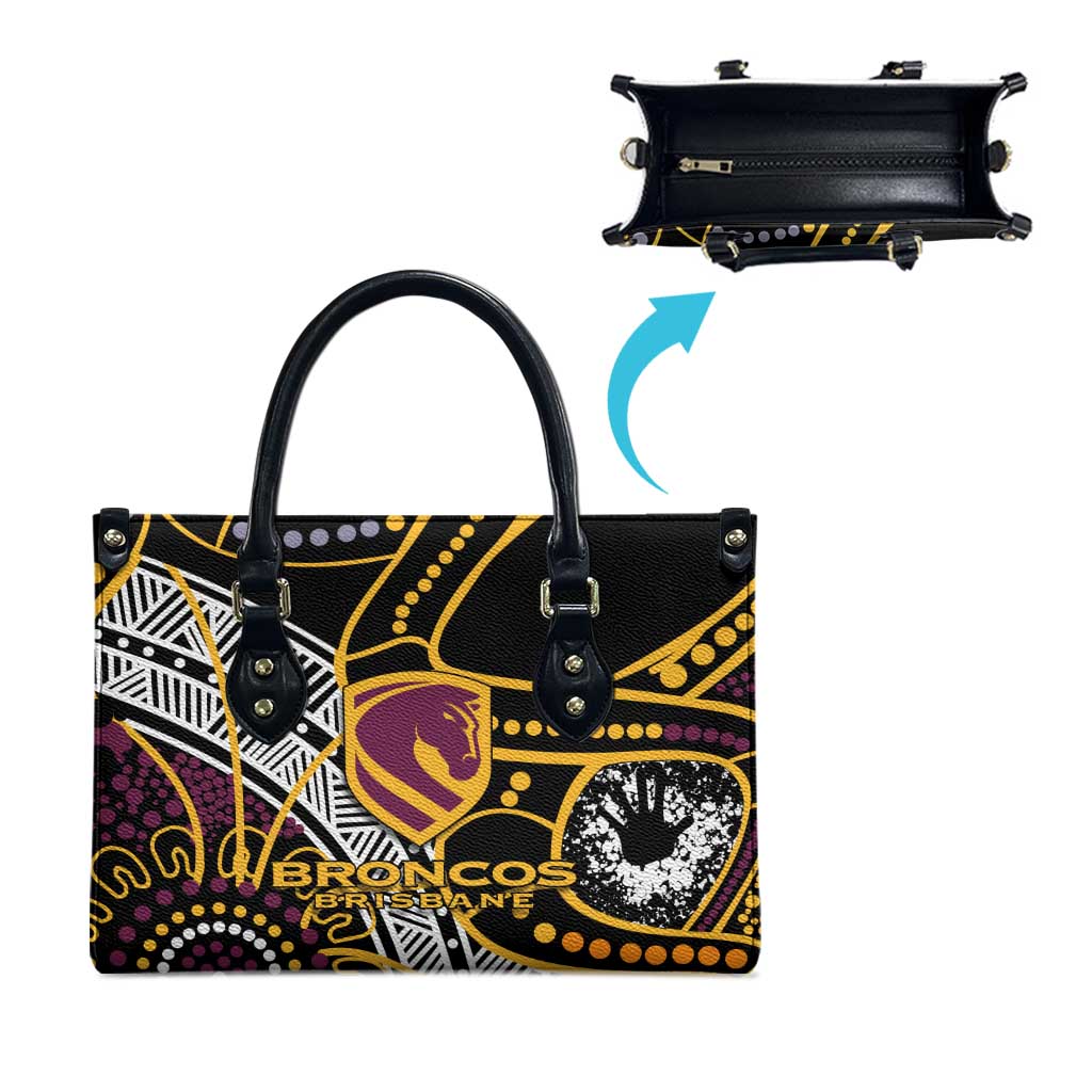 Brisbane Broncos Leather Bag Australian Aboriginal Dot Painting Handprint
