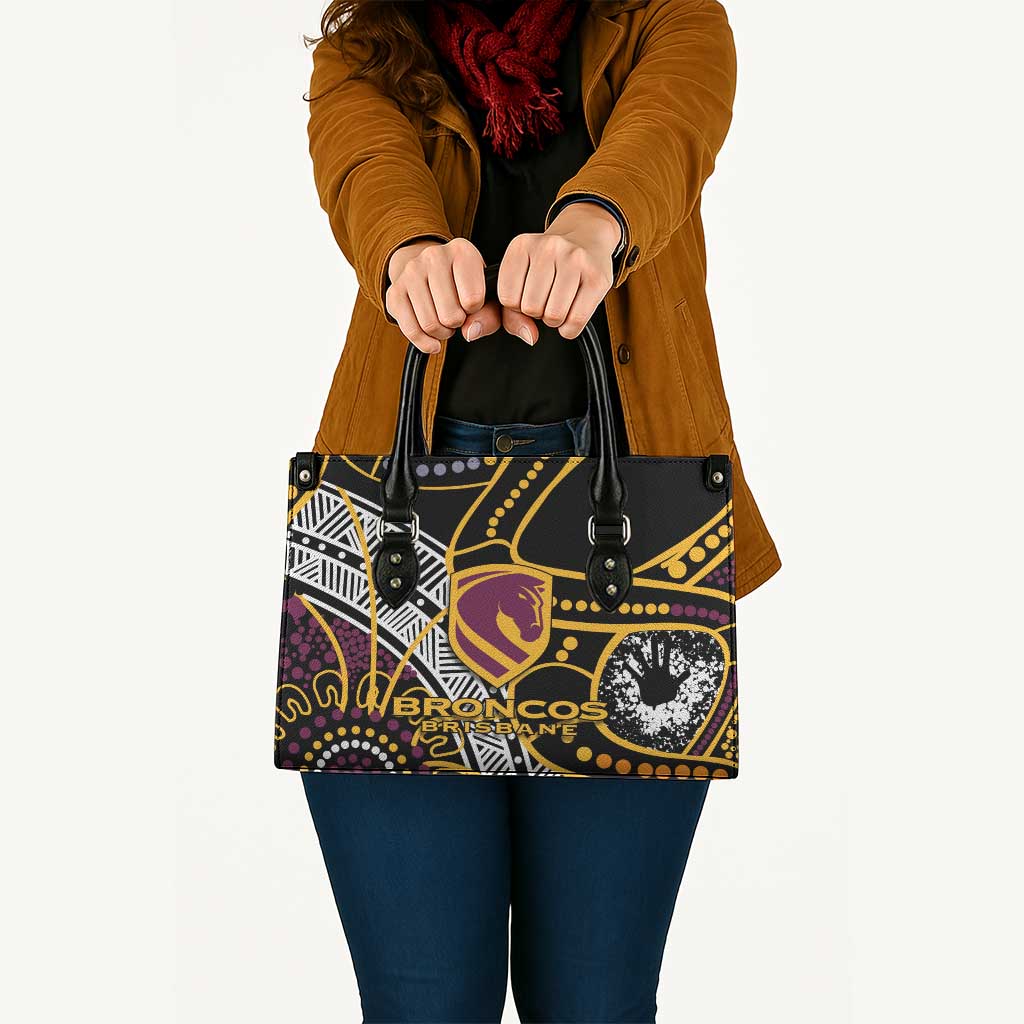 Brisbane Broncos Leather Bag Australian Aboriginal Dot Painting Handprint