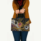 Brisbane Broncos Leather Bag Australian Aboriginal Dot Painting Handprint