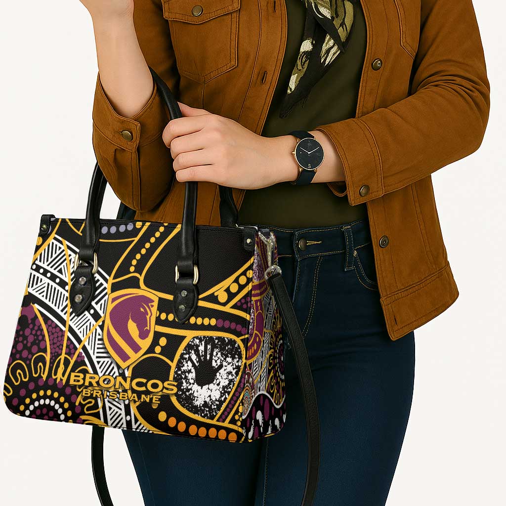 Brisbane Broncos Leather Bag Australian Aboriginal Dot Painting Handprint