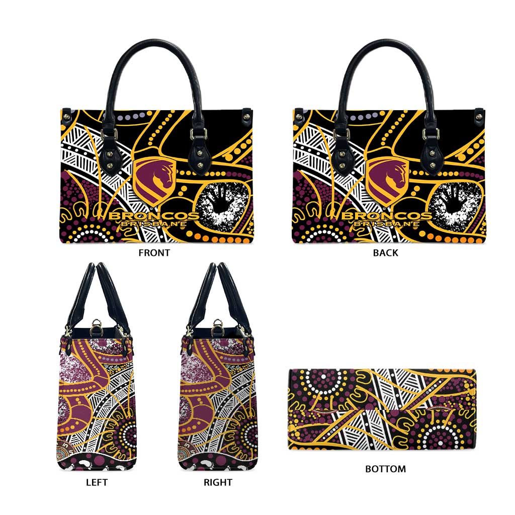 Brisbane Broncos Leather Bag Australian Aboriginal Dot Painting Handprint