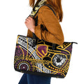 Brisbane Broncos Leather Tote Bag Australian Aboriginal Dot Painting Handprint