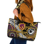 Brisbane Broncos Leather Tote Bag Australian Aboriginal Dot Painting Handprint