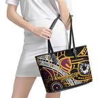 Brisbane Broncos Leather Tote Bag Australian Aboriginal Dot Painting Handprint