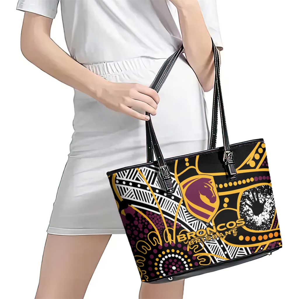 Brisbane Broncos Leather Tote Bag Australian Aboriginal Dot Painting Handprint