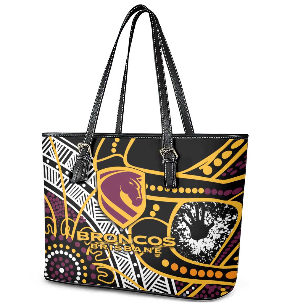 Brisbane Broncos Leather Tote Bag Australian Aboriginal Dot Painting Handprint