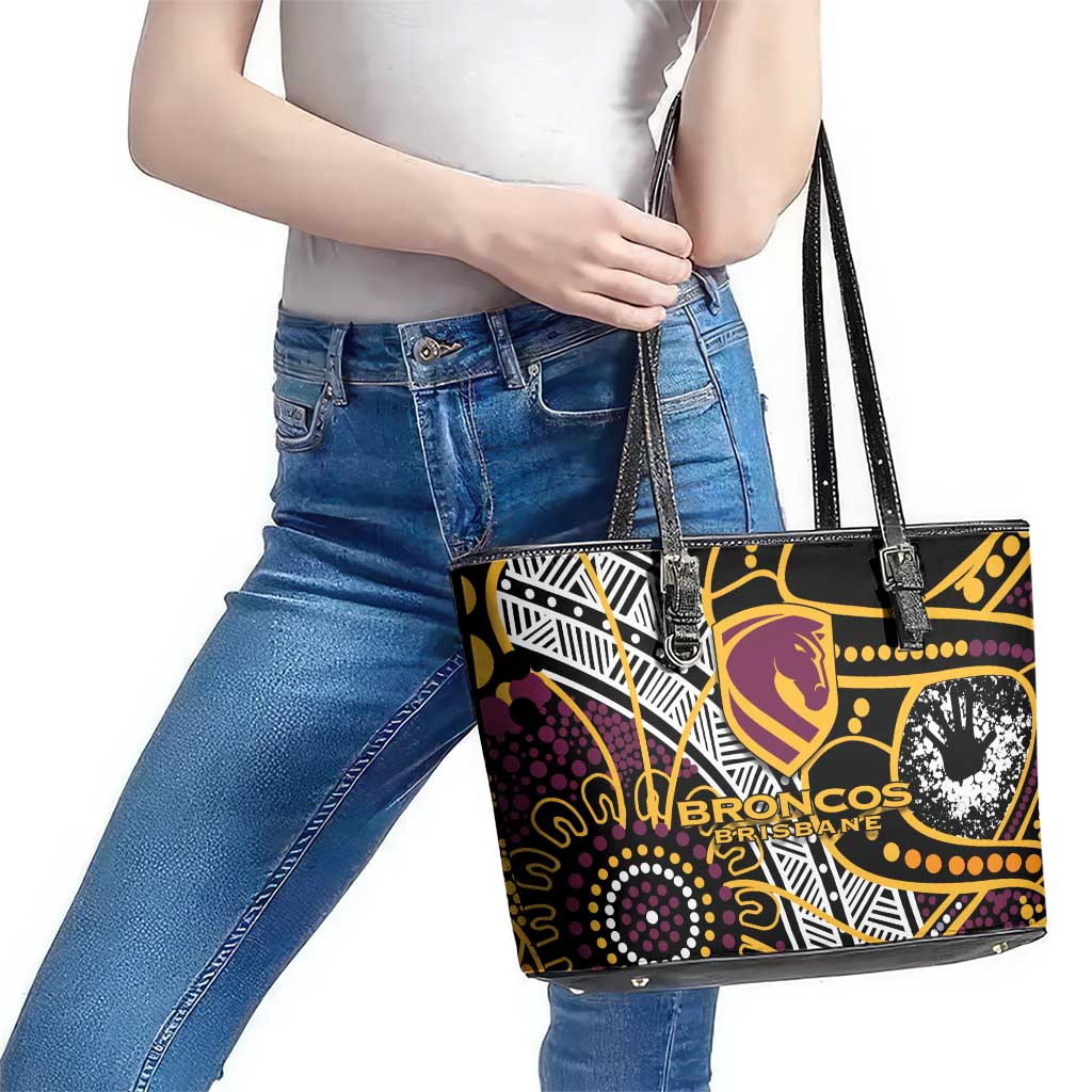 Brisbane Broncos Leather Tote Bag Australian Aboriginal Dot Painting Handprint
