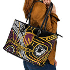 Brisbane Broncos Leather Tote Bag Australian Aboriginal Dot Painting Handprint