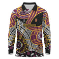 Brisbane Broncos Long Sleeve Polo Shirt Australian Aboriginal Dot Painting Handprint