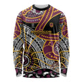 Brisbane Broncos Long Sleeve Shirt Australian Aboriginal Dot Painting Handprint