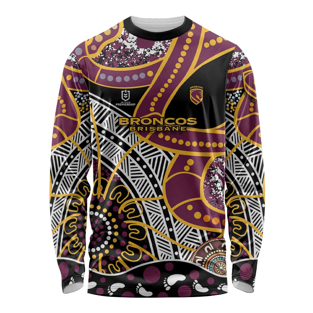 Brisbane Broncos Long Sleeve Shirt Australian Aboriginal Dot Painting Handprint