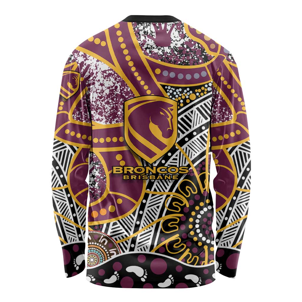Brisbane Broncos Long Sleeve Shirt Australian Aboriginal Dot Painting Handprint