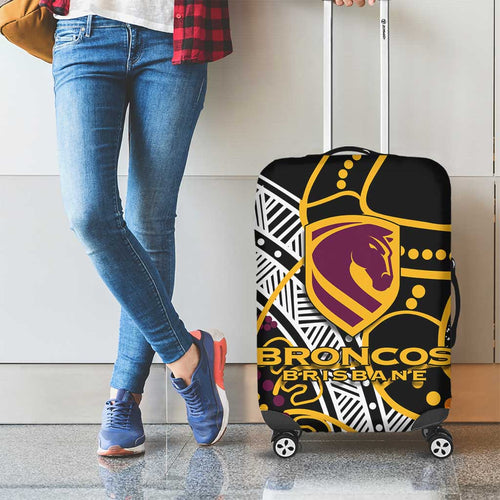 Brisbane Broncos Luggage Cover Australian Aboriginal Dot Painting Handprint