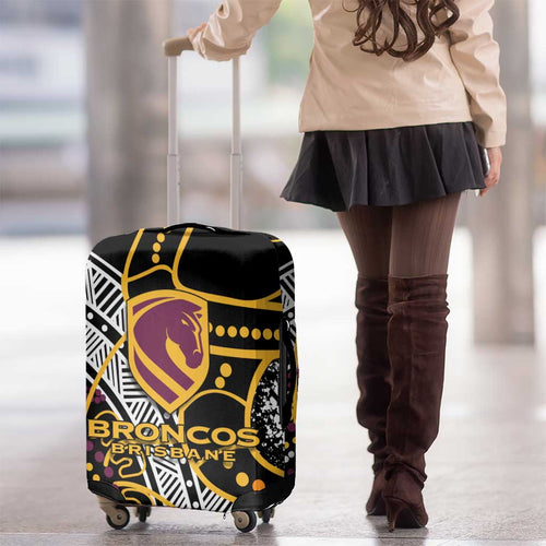 Brisbane Broncos Luggage Cover Australian Aboriginal Dot Painting Handprint