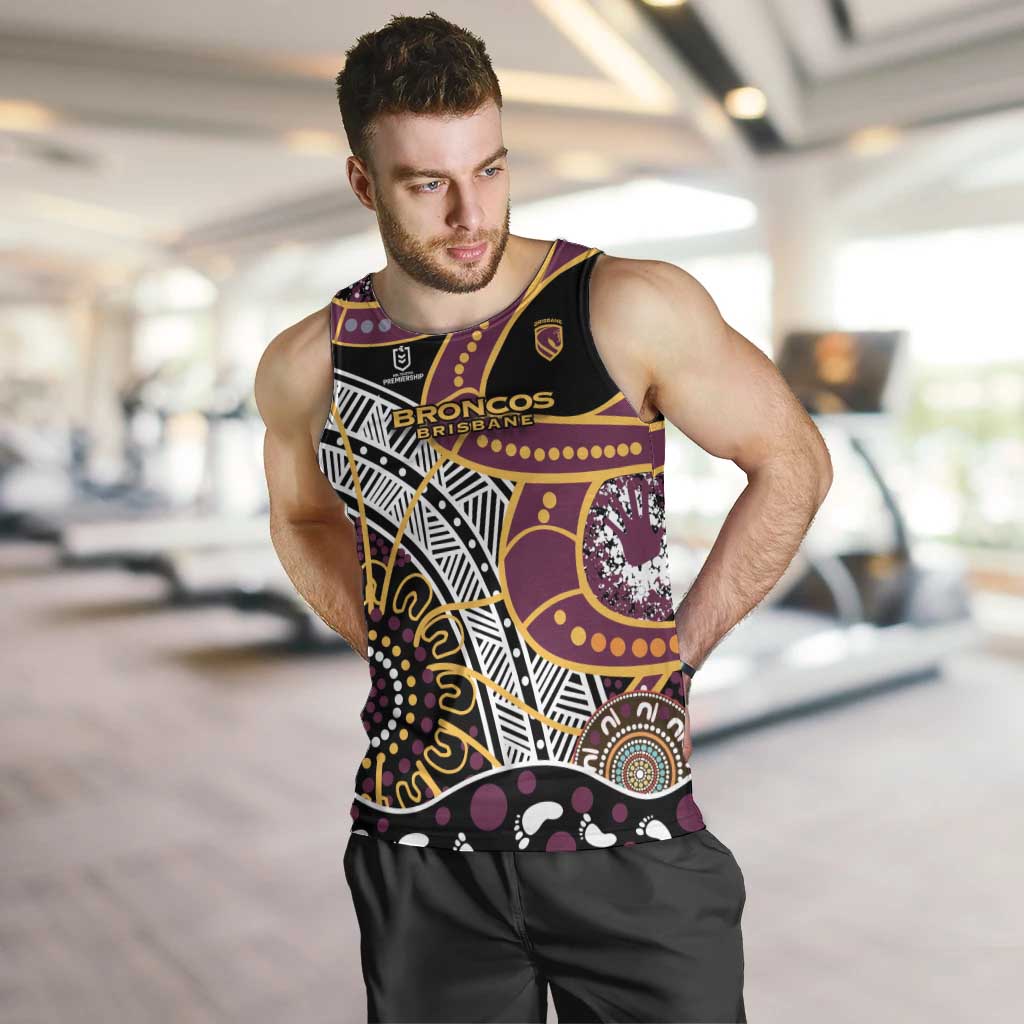 Brisbane Broncos Men Tank Top Australian Aboriginal Dot Painting Handprint