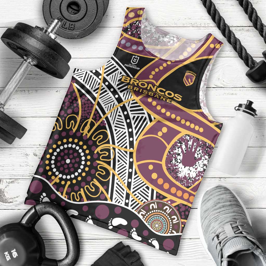 Brisbane Broncos Men Tank Top Australian Aboriginal Dot Painting Handprint