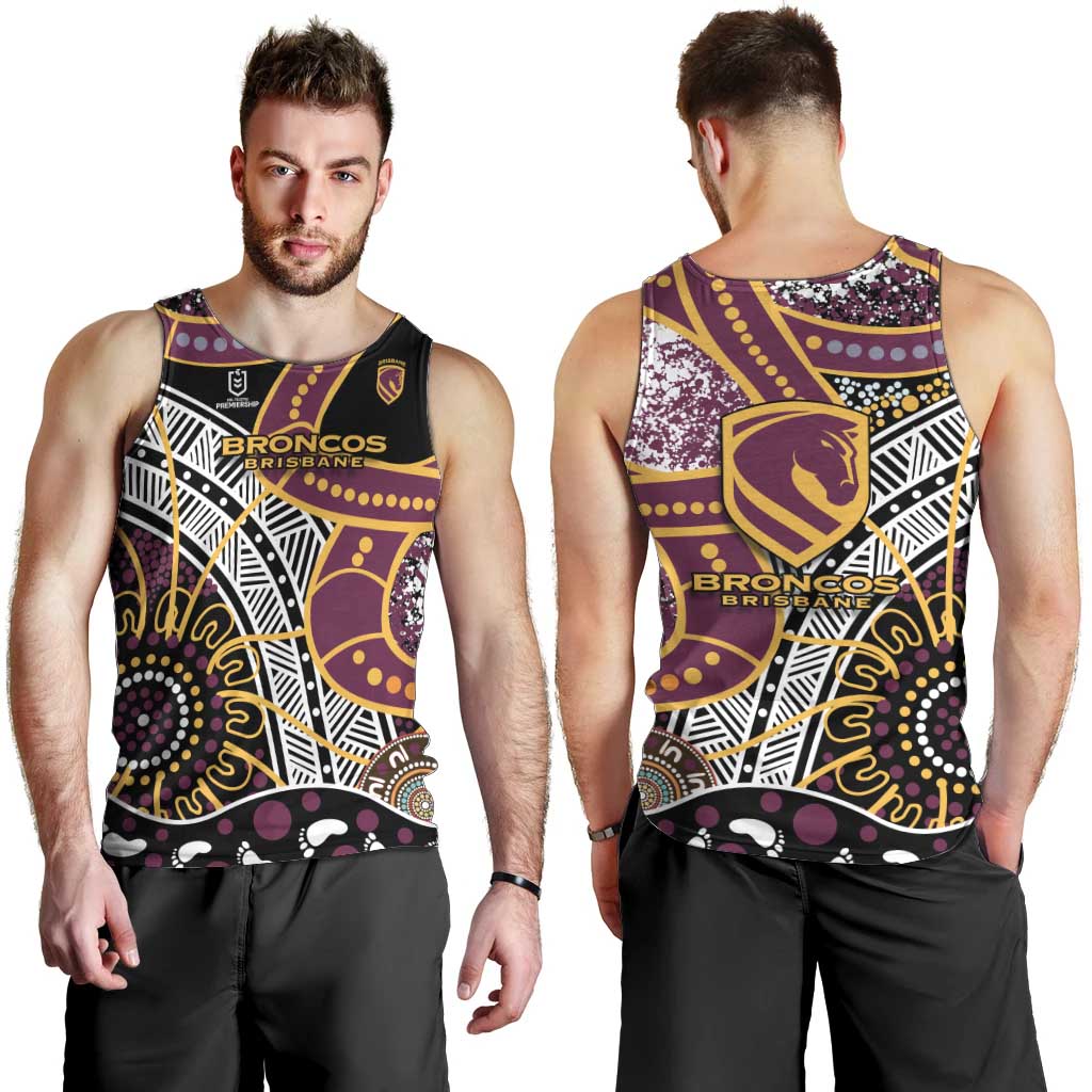 Brisbane Broncos Men Tank Top Australian Aboriginal Dot Painting Handprint