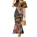 Brisbane Broncos Mermaid Dress Australian Aboriginal Dot Painting Handprint
