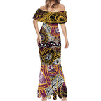 Brisbane Broncos Mermaid Dress Australian Aboriginal Dot Painting Handprint