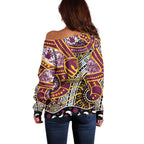 Brisbane Broncos Off Shoulder Sweater Australian Aboriginal Dot Painting Handprint