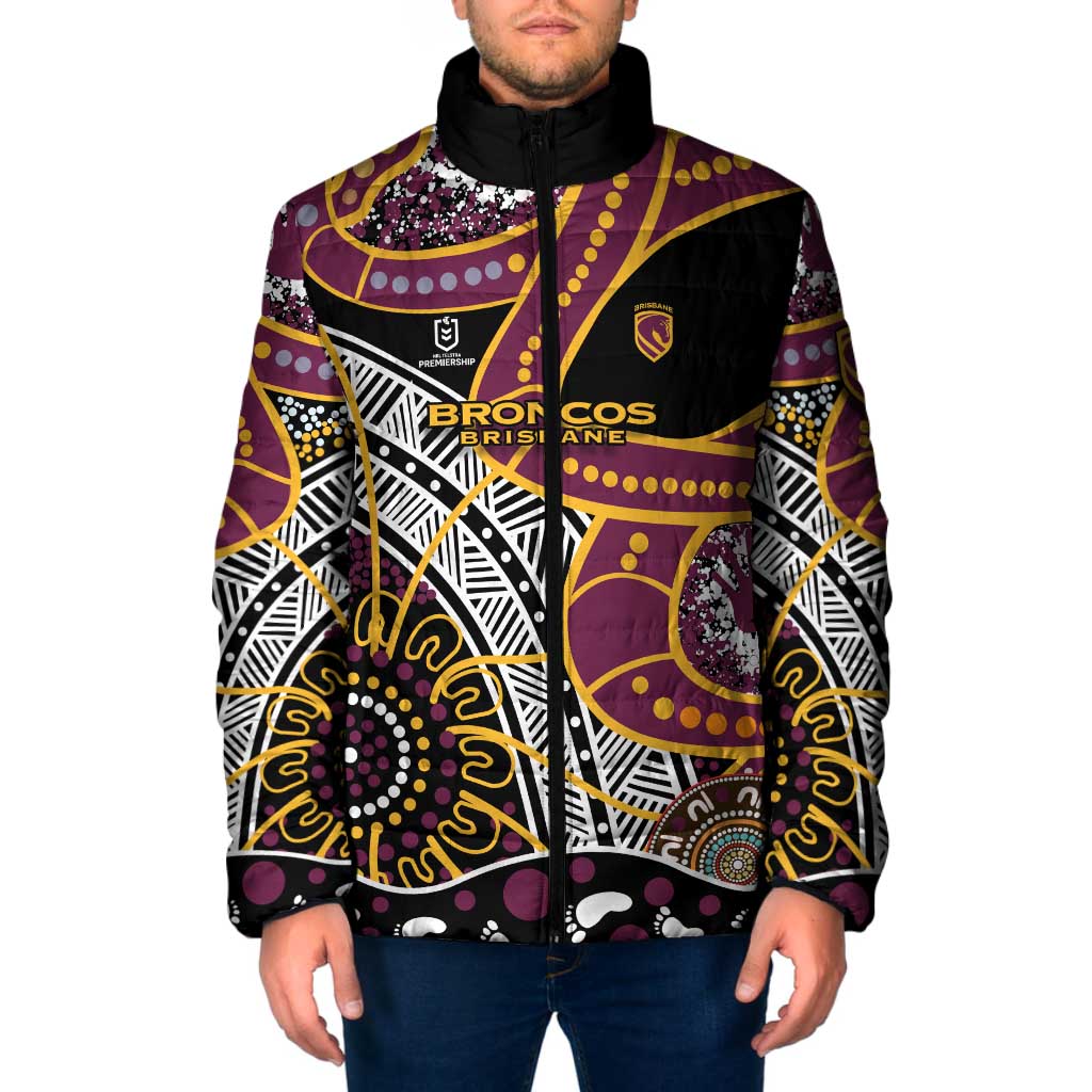 Brisbane Broncos Padded Jacket Australian Aboriginal Dot Painting Handprint