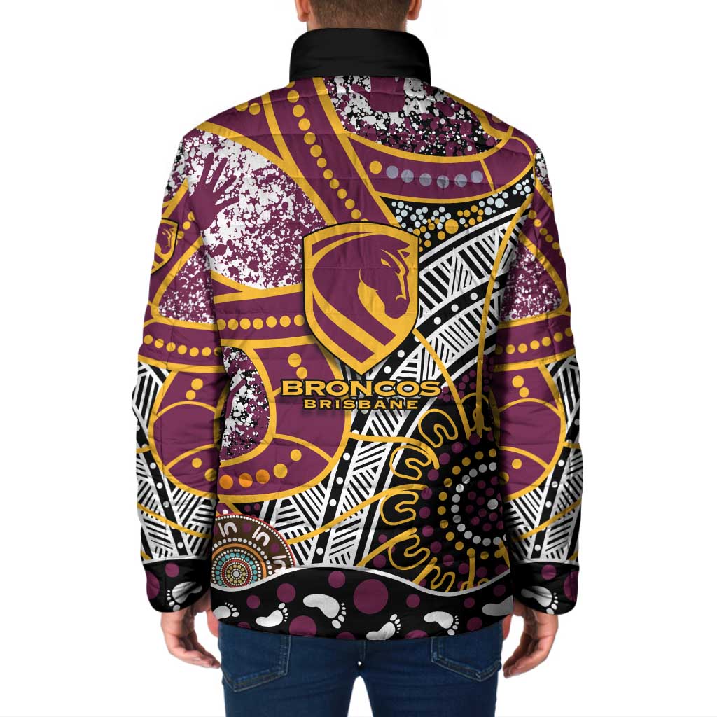 Brisbane Broncos Padded Jacket Australian Aboriginal Dot Painting Handprint