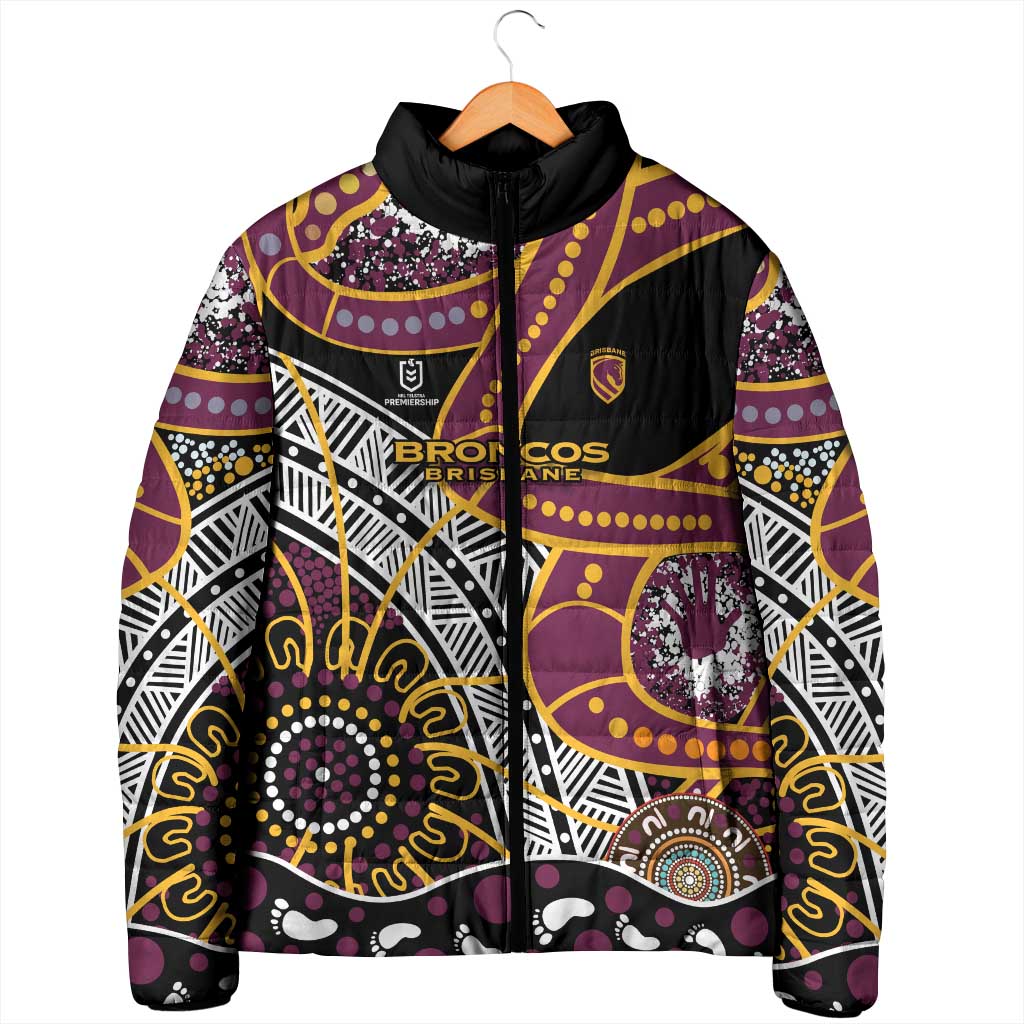 Brisbane Broncos Padded Jacket Australian Aboriginal Dot Painting Handprint