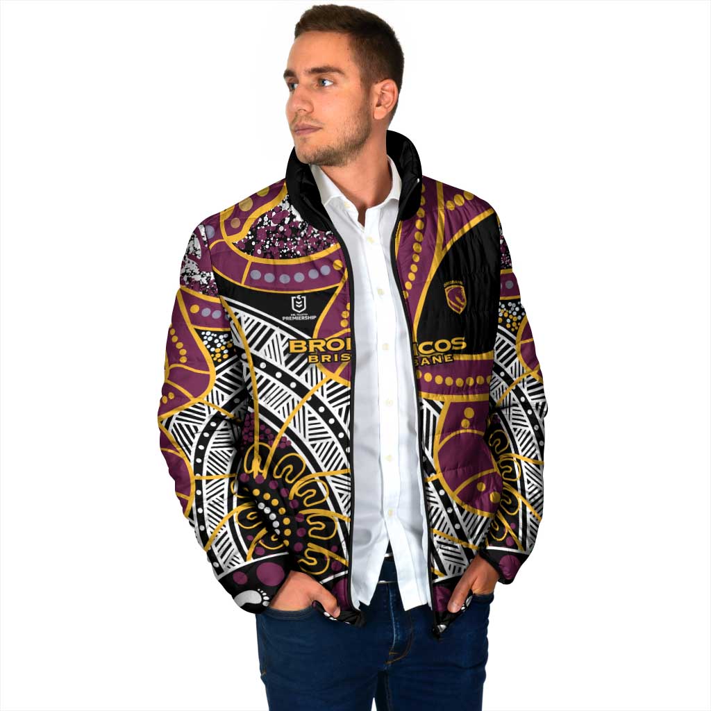 Brisbane Broncos Padded Jacket Australian Aboriginal Dot Painting Handprint