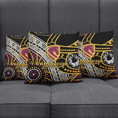 Brisbane Broncos Pillow Cover Australian Aboriginal Dot Painting Handprint