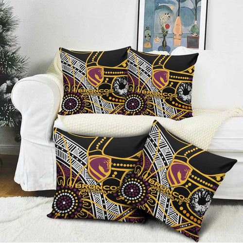 Brisbane Broncos Pillow Cover Australian Aboriginal Dot Painting Handprint