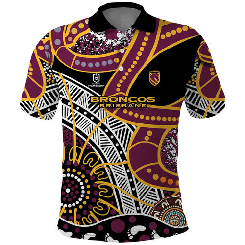 Brisbane Broncos Polo Shirt Australian Aboriginal Dot Painting Handprint