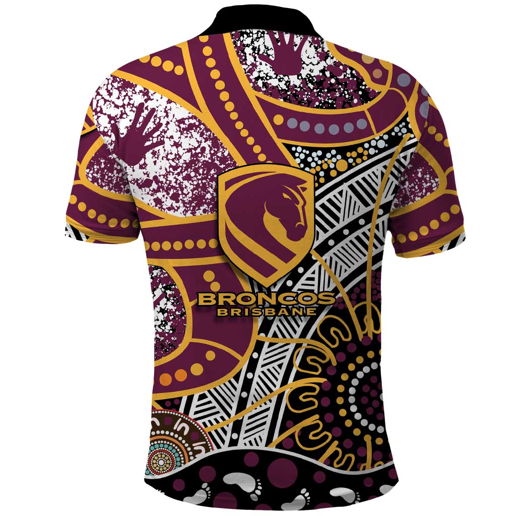 Brisbane Broncos Polo Shirt Australian Aboriginal Dot Painting Handprint