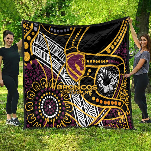 Brisbane Broncos Quilt Australian Aboriginal Dot Painting Handprint