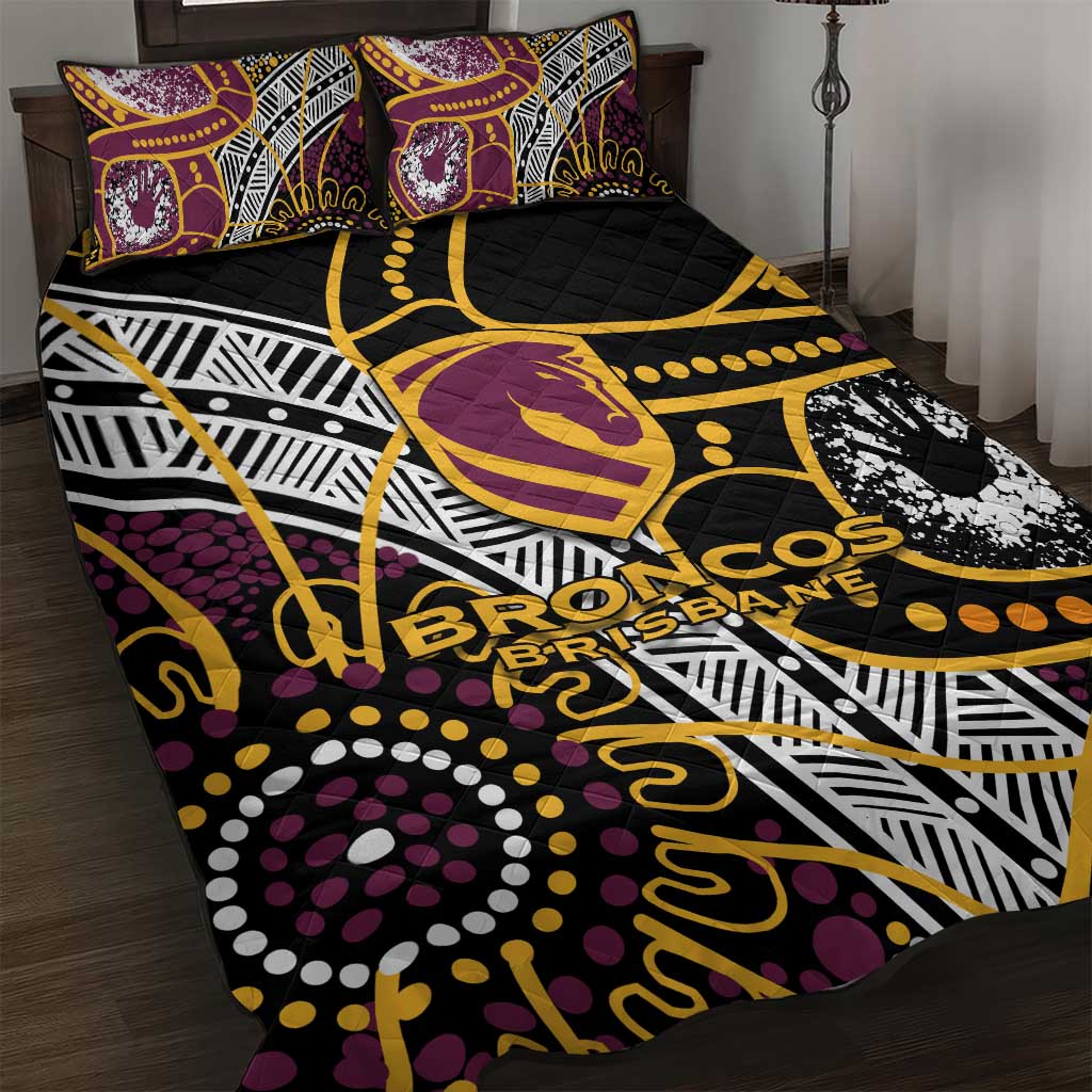 Brisbane Broncos Quilt Bed Set Australian Aboriginal Dot Painting Handprint