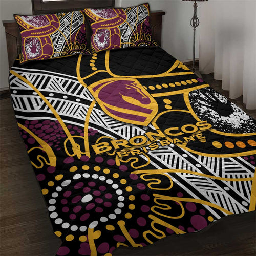 Brisbane Broncos Quilt Bed Set Australian Aboriginal Dot Painting Handprint