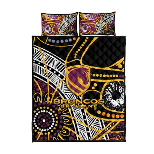 Brisbane Broncos Quilt Bed Set Australian Aboriginal Dot Painting Handprint