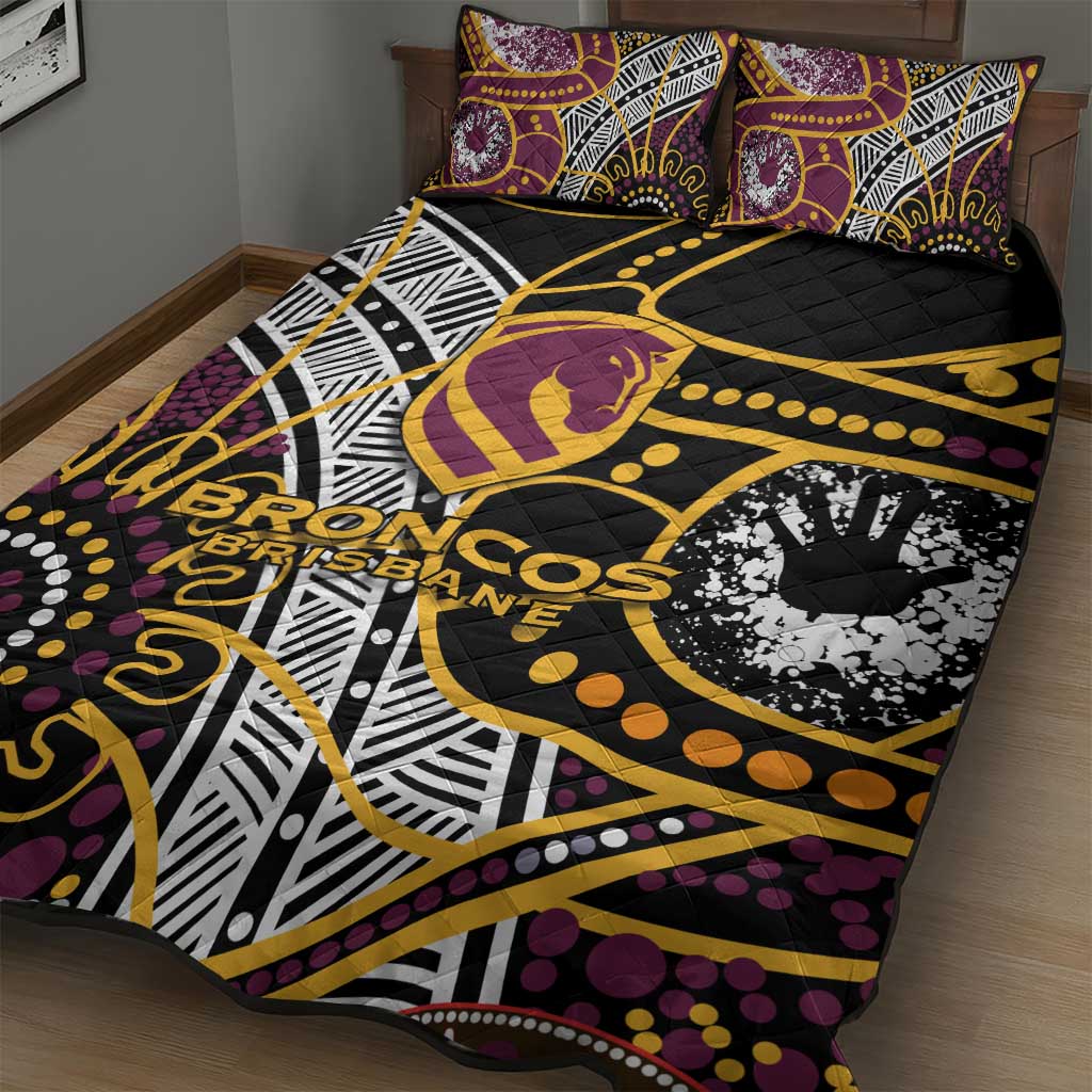 Brisbane Broncos Quilt Bed Set Australian Aboriginal Dot Painting Handprint