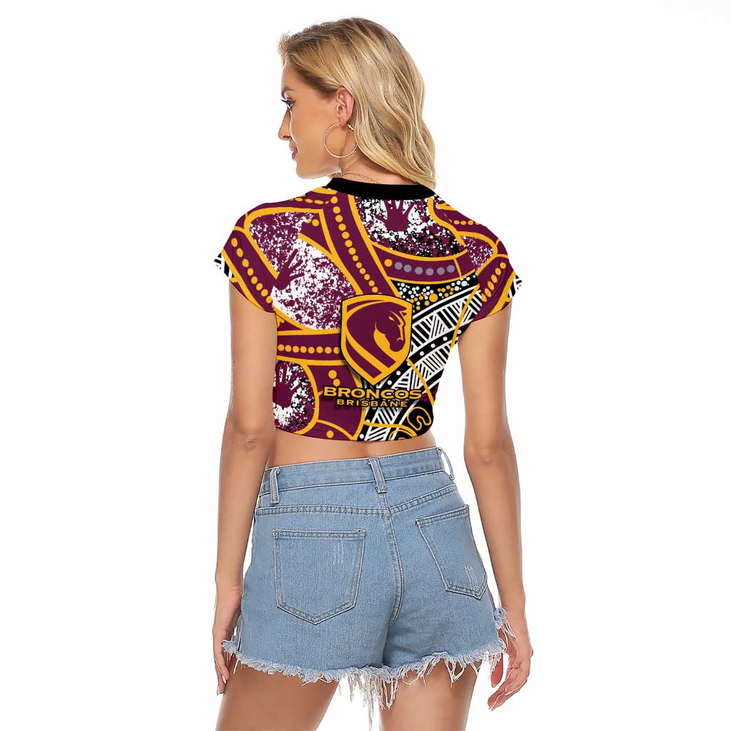 Brisbane Broncos Raglan Cropped T Shirt Australian Aboriginal Dot Painting Handprint