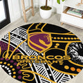 Brisbane Broncos Round Carpet Australian Aboriginal Dot Painting Handprint